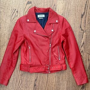 Stradivarius Fiery Red vintage Y2K  Leather Jacket